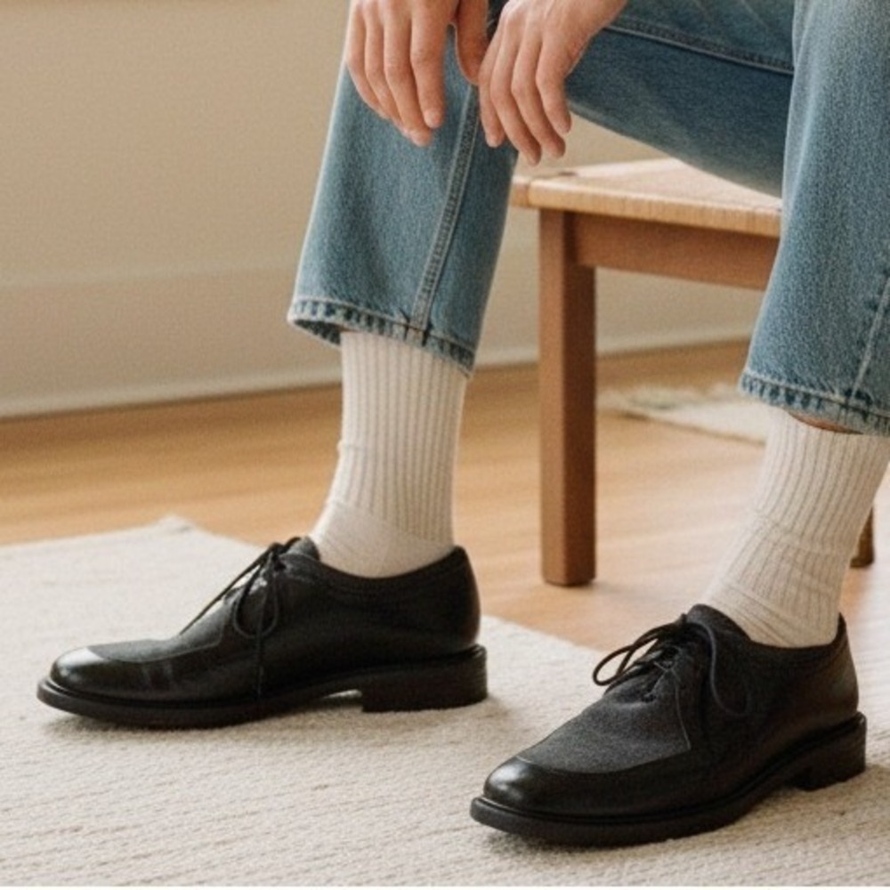 Vintage Stuart Weitzman Black‎ Leather "Leman" Oxford Lace-Up Shoes - Size 8.5